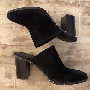 Rebecca Minkoff Black Suede heeled mules size 8.5M